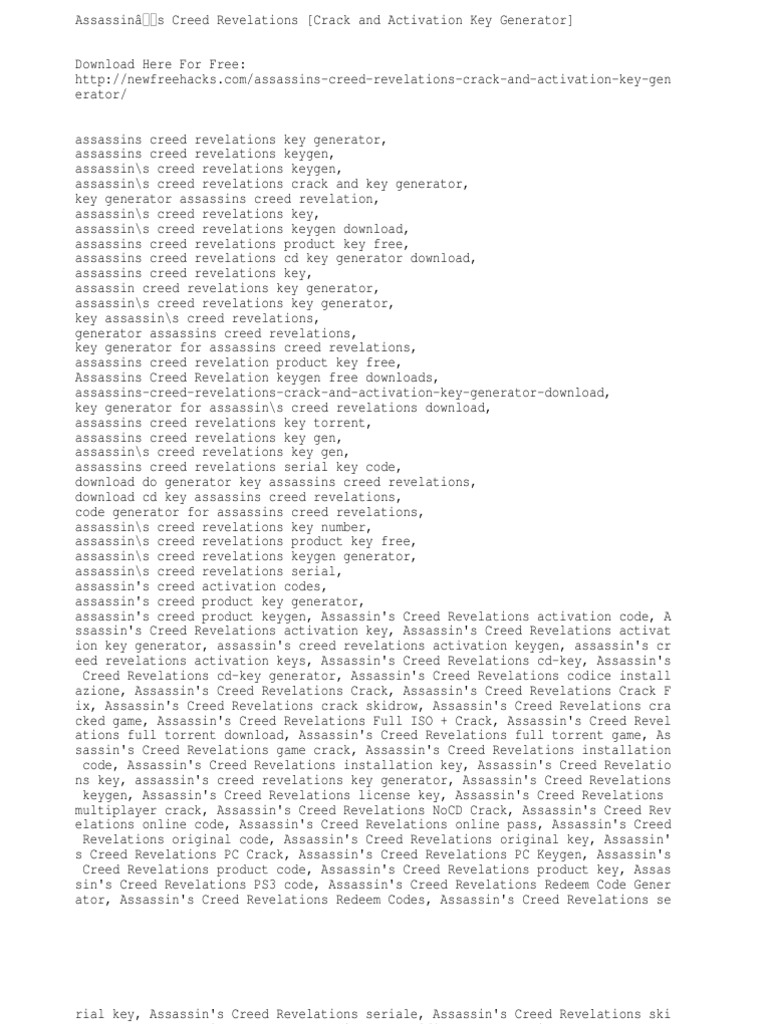 Assassin's Creed Revelations (Crack and Activation Key Generator) | PDF ...