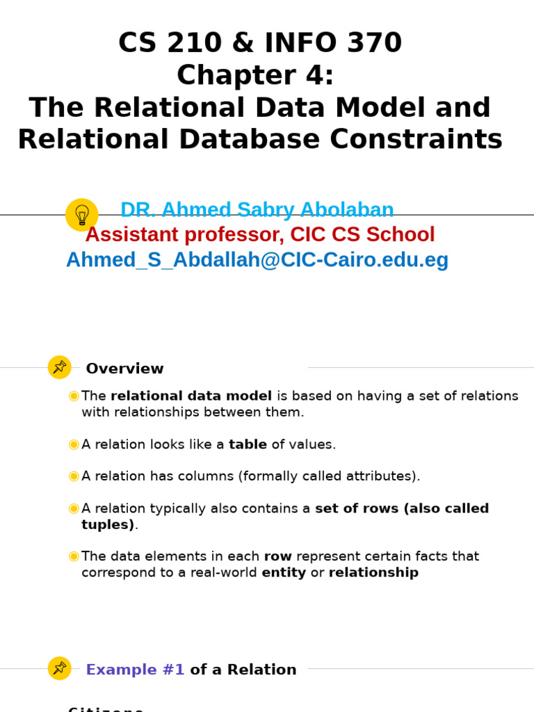 CS 210 & Info 370 Chapter - 4 | PDF | Relational Database | Table ...