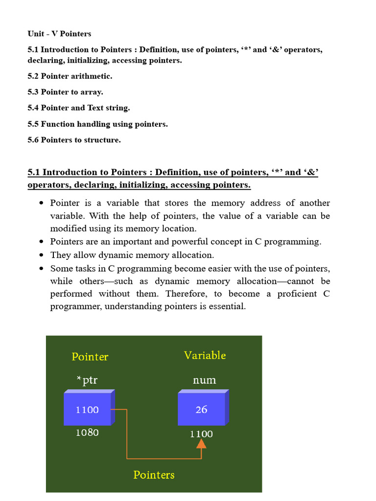 Understanding C Pointers and Usage | PDF | Pointer (Computer ...