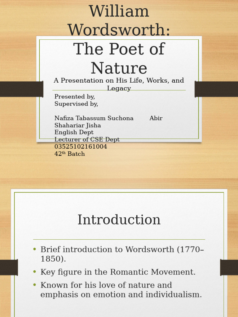 William Wordsworth: Nature's Poet | PDF | William Wordsworth | Poetry