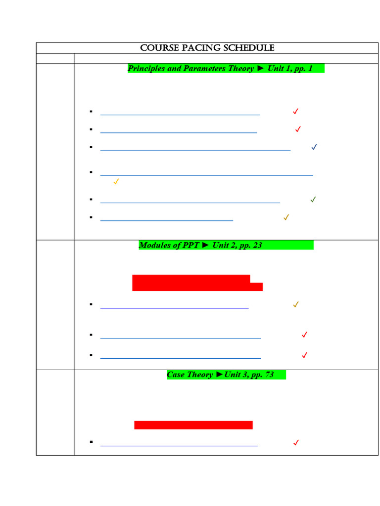 Government and Binding Syntax Schedule | PDF | Syntax | Phrase