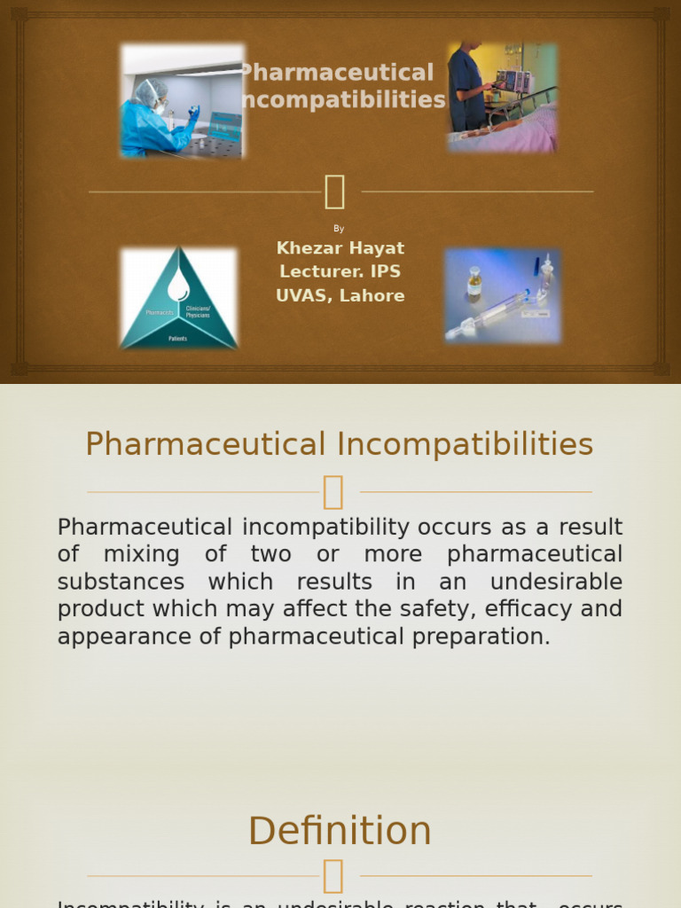 Pharmaceutical Incompatibilities Explained | PDF | Solubility | Drugs