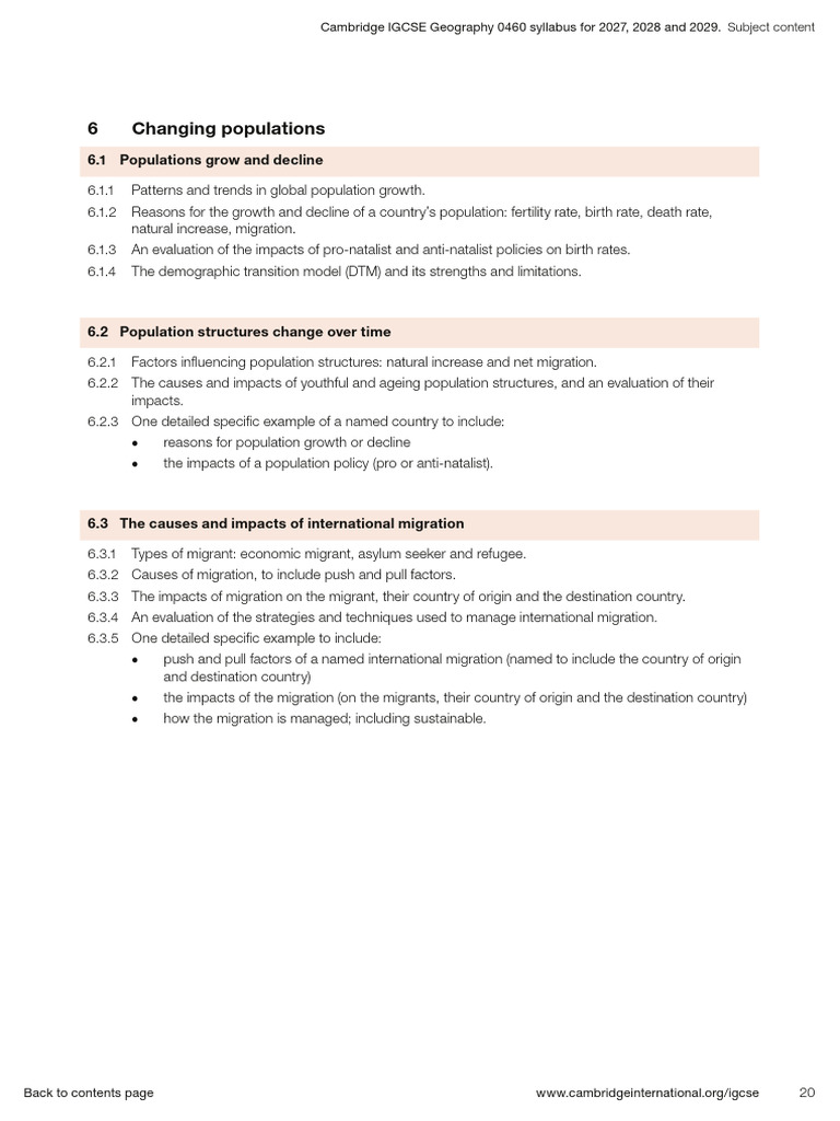 Cambridge IGCSE Geography 0460 Syllabus 2027-2029 | PDF
