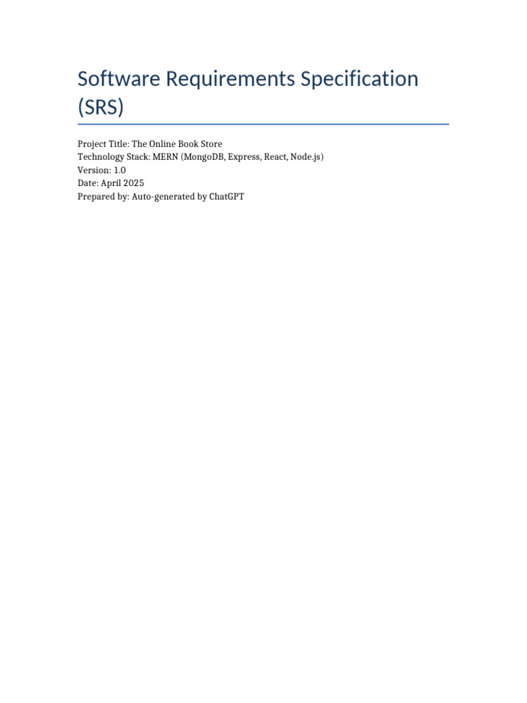 Online Book Store SRS Document | PDF | Databases | Mongo Db
