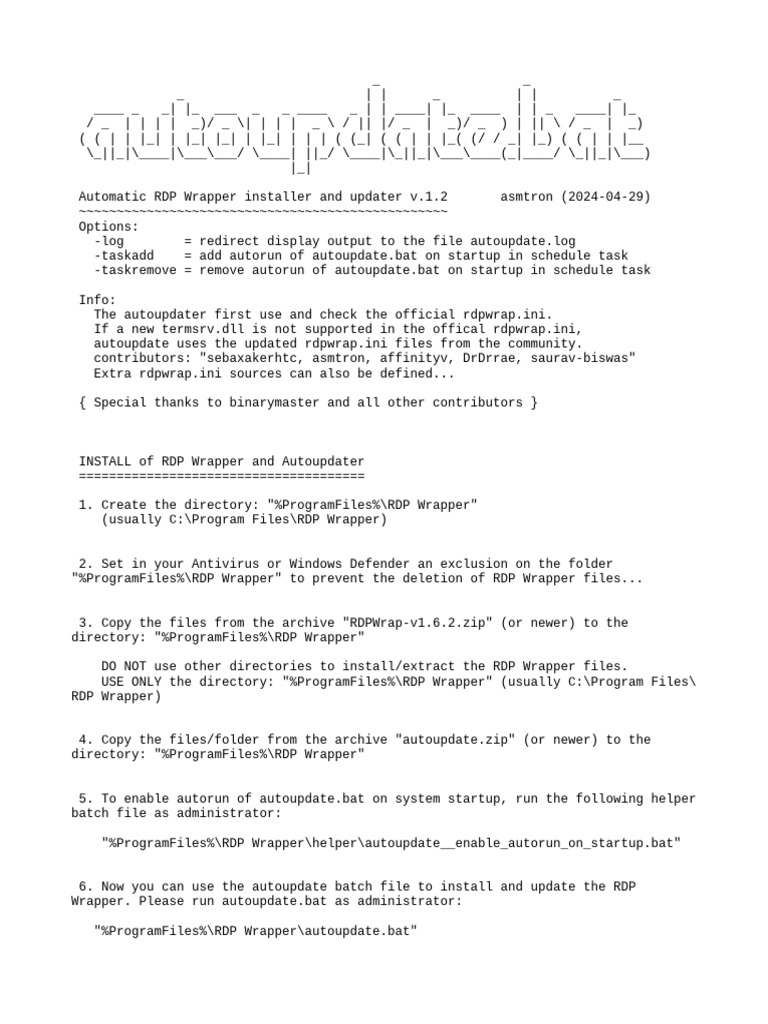 RDP Wrapper Auto-Update Guide | PDF