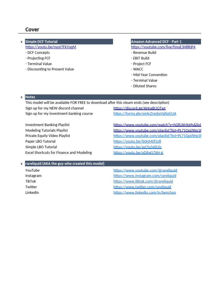 Amazon DCF Analysis Tutorial Guide | PDF | Cost Of Capital | Deferred Tax