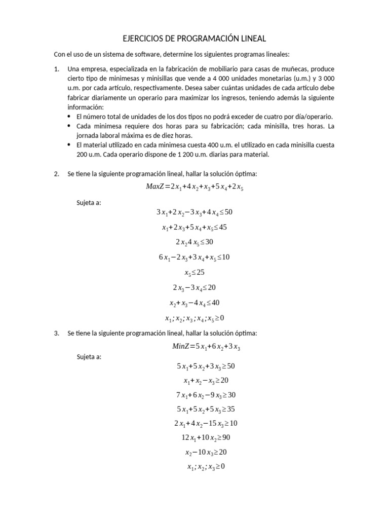 Ejercicios de PL Solución Con TORA | PDF