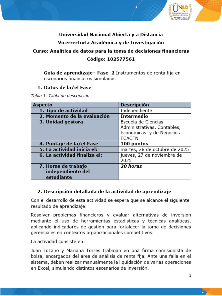 Guía de Aprendizaje Fase 2 - Instrumentos de Renta Fija en Escenarios ...