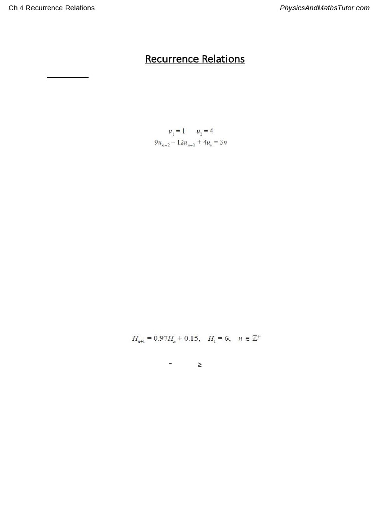 Ch.4 Recurrence Relations | PDF