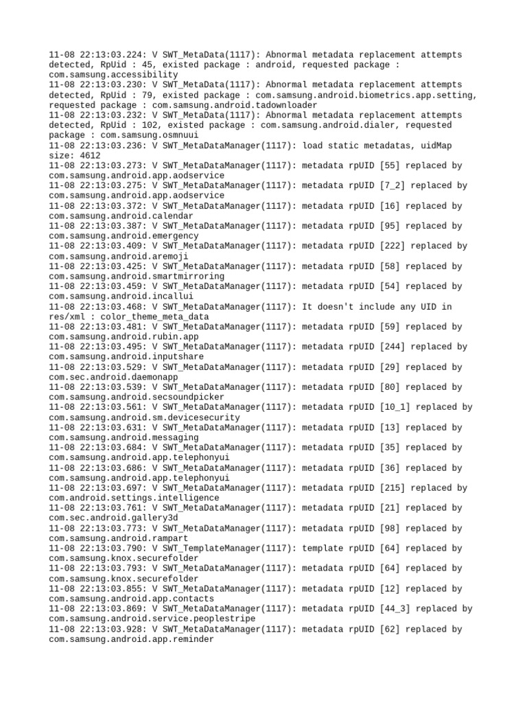 Samsung Metadata Replacement Log | PDF | Design | Android (Robot)