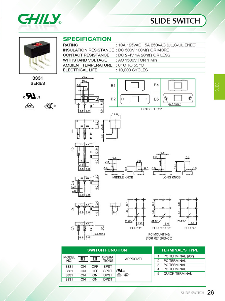 Electrical Switch Specifications Guide | PDF