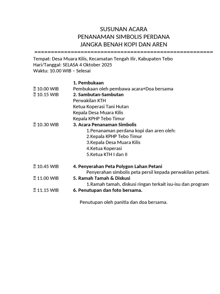 Penanaman Simbolis Kopi dan Aren Tebo | PDF
