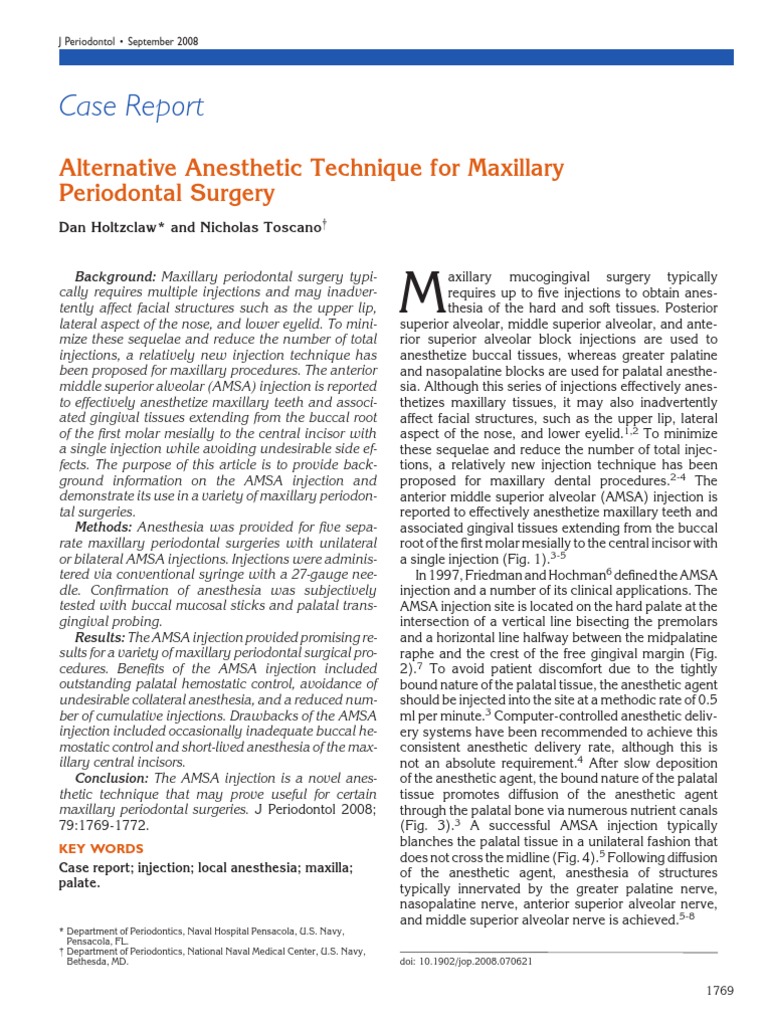 AMSA Injection for Maxillary Surgery | PDF | Anesthesia | Injection ...