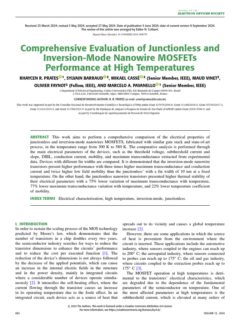 High-Temperature Performance of MOSFETs | PDF | Field Effect Transistor ...