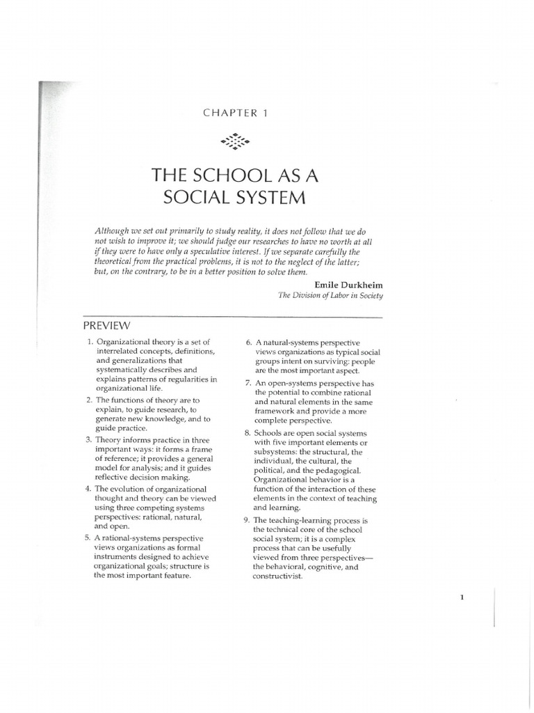 Hoy & Miskel Chapter 1 - School As A Social System | PDF