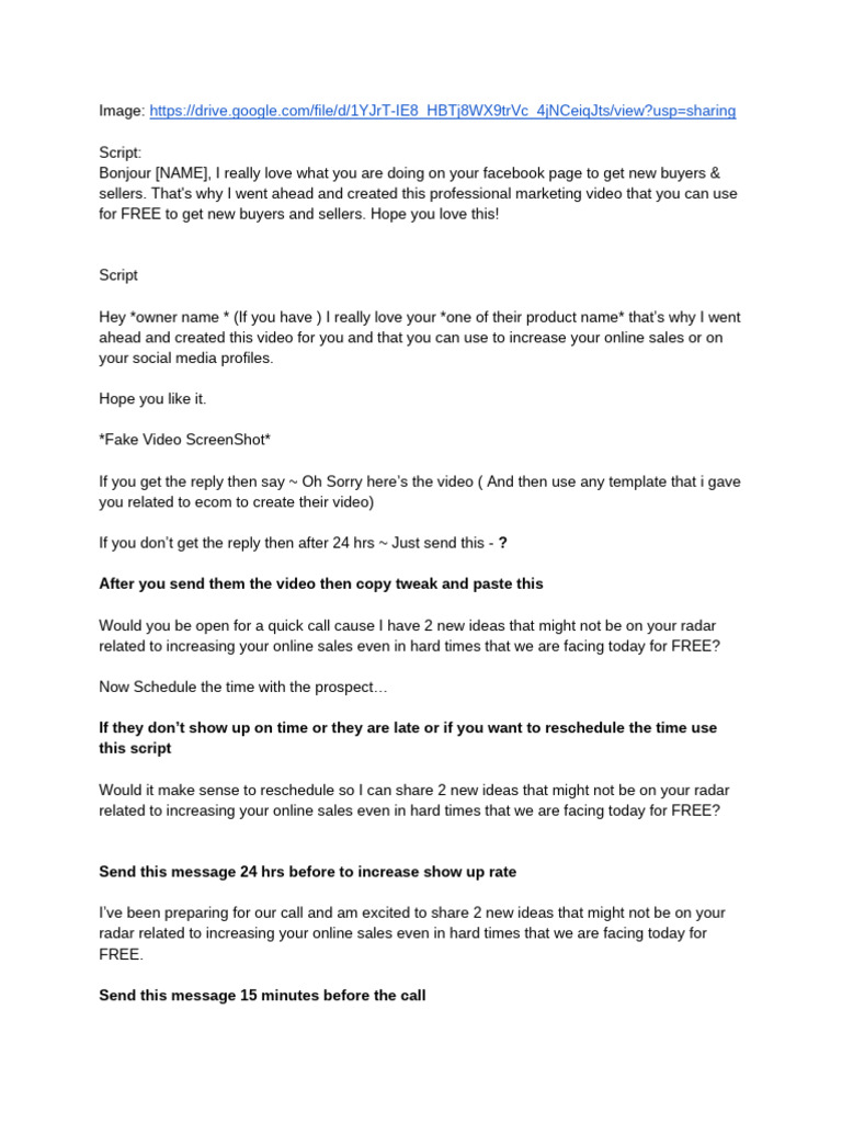 Free Marketing Video Script for Sales | PDF