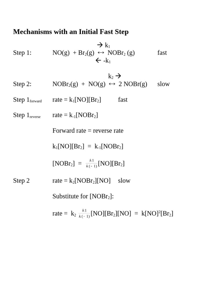 Fast Step Mechanisms in Chemical Reactions | PDF