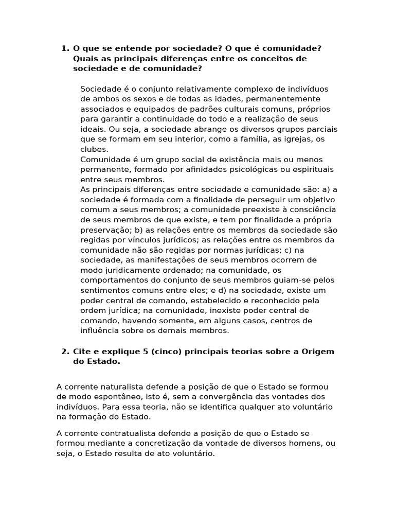 Diferenças entre Sociedade e Comunidade | PDF | Estado | Monarquia