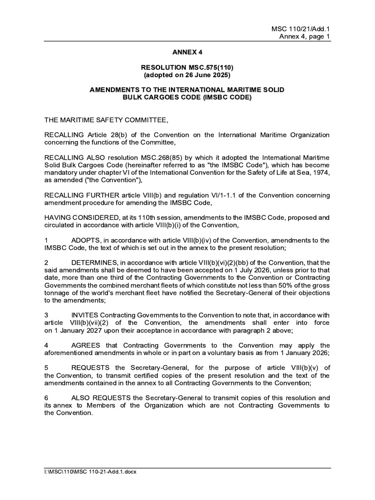 Resolution MSC 575-110 | PDF