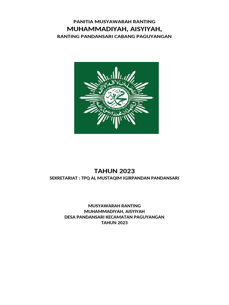 Musyawarah Ranting Muhammadiyah 2023 | PDF