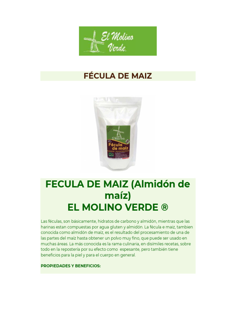 Item 20. Fécula de Maiz | PDF | Maíz | Harina