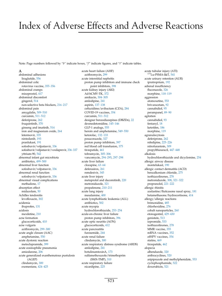 Adverse Effects and Reactions Index | PDF | Heart | Allergy