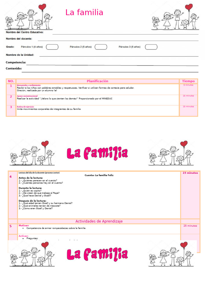 Actividades Educativas sobre la Familia | PDF | Aprendizaje | Cognición