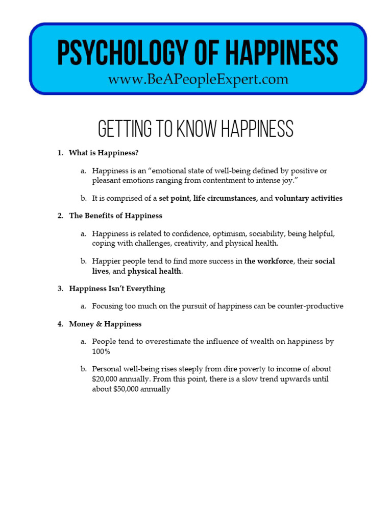 1 Review+-+Getting+to+Know+Happiness 2 | PDF | Happiness | Well Being
