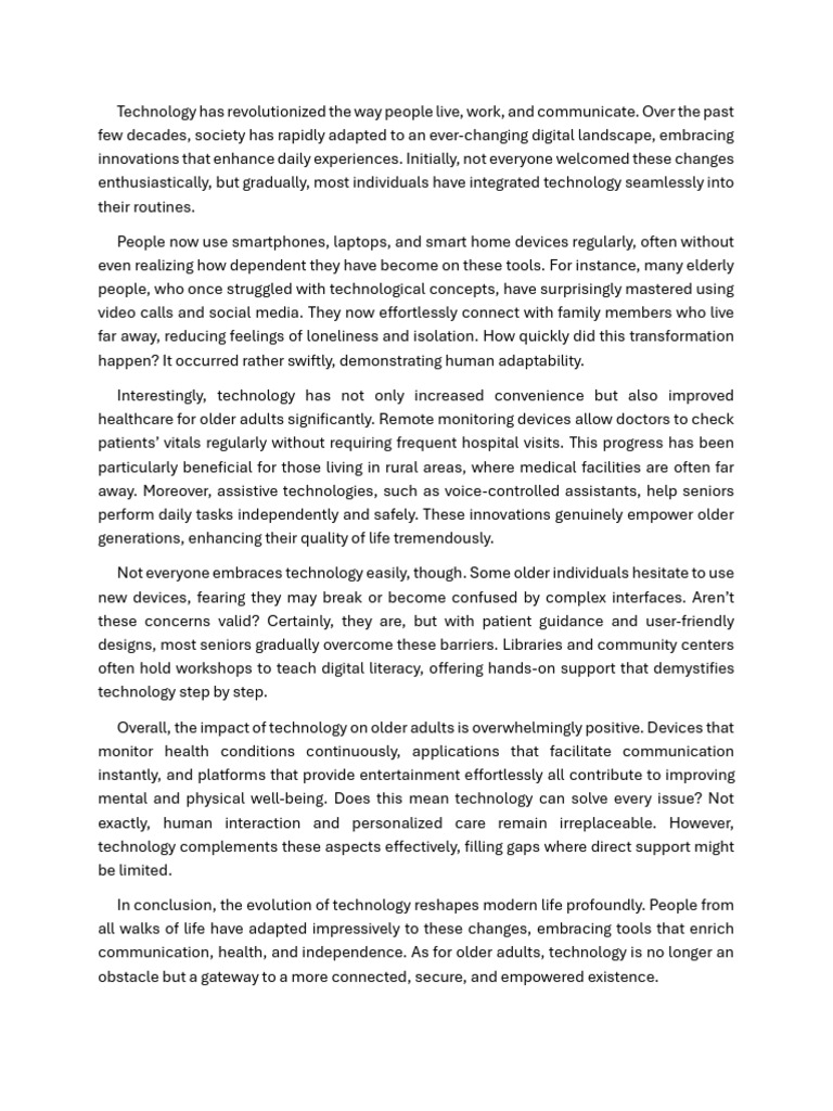 Impact of Technology on Older Adults | PDF | Old Age | Human Communication