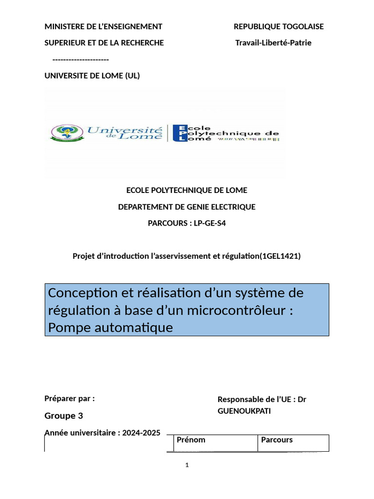 Système de régulation avec microcontrôleur | PDF | Arduino | Régulation