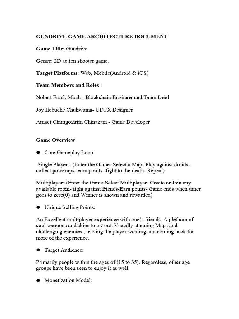 Gundrive 2D Action Shooter Game Design | PDF