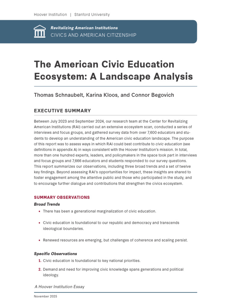 American Civic Education Landscape Analysis | PDF | Democracy ...