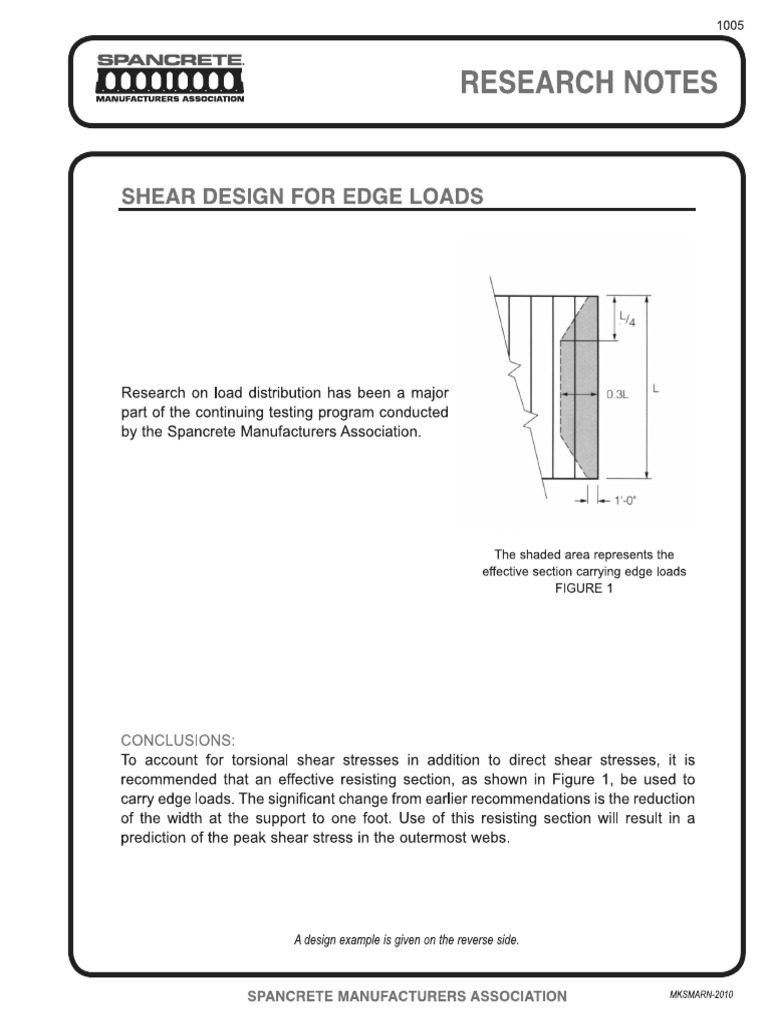 1005 Shear Design For Edge Loads | PDF