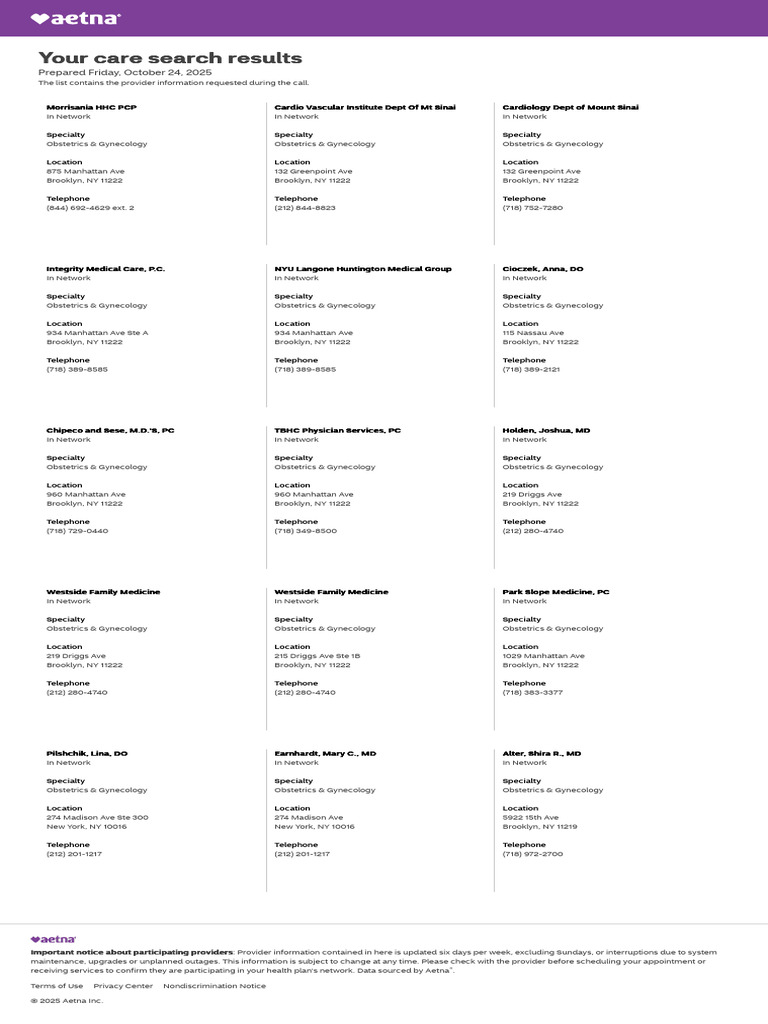 In-Network Obstetrics Providers in Brooklyn | PDF | Medicine | Medical ...