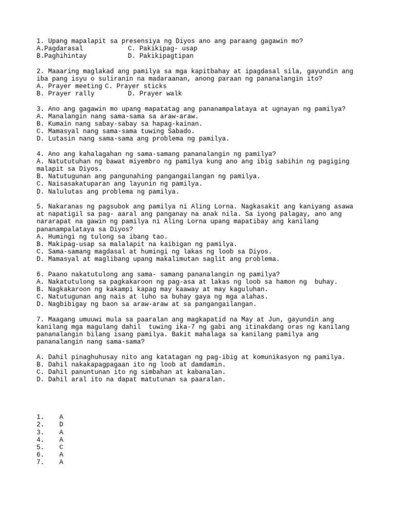 Ve 7 QTR 2 Quiz 4 | PDF