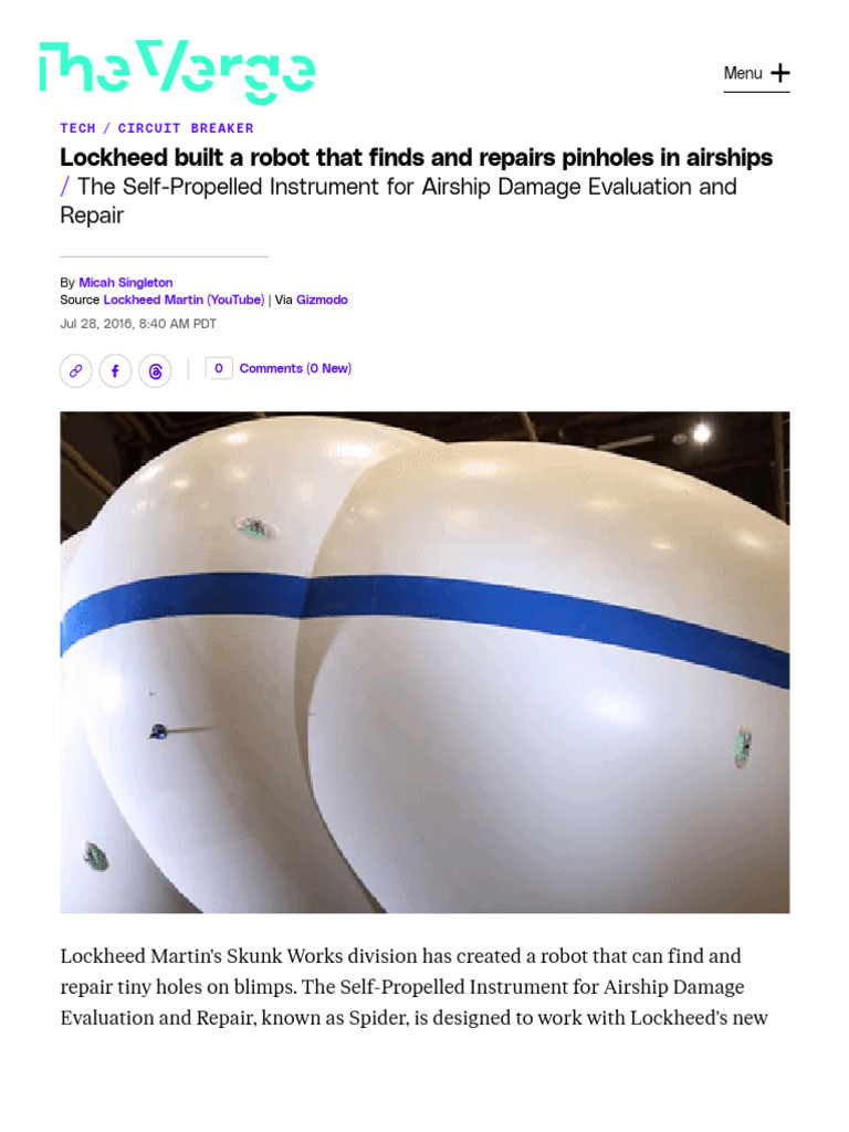 Airship - Lockheed Built A Robot That Finds and Repairs Pinholes in ...