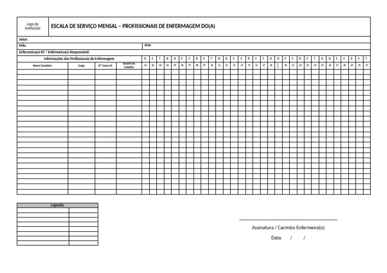 Escala Mensal de Enfermagem 2023 | PDF