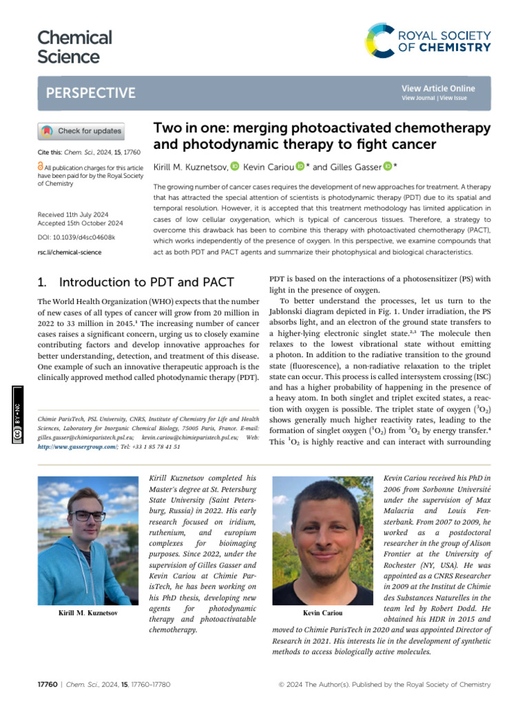Chemical Science: Perspective | PDF | Coordination Complex | Chemistry