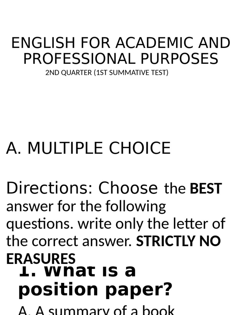 Position Paper Test: Academic Skills | PDF | Argument | Evidence