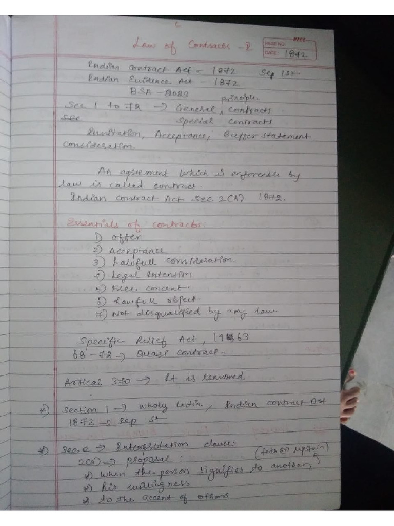 Law of Contract Notes | PDF