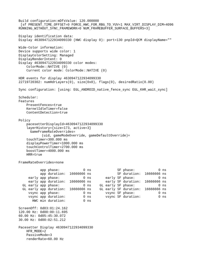 Display Configuration and Performance Data | PDF | Frame Rate | Display ...