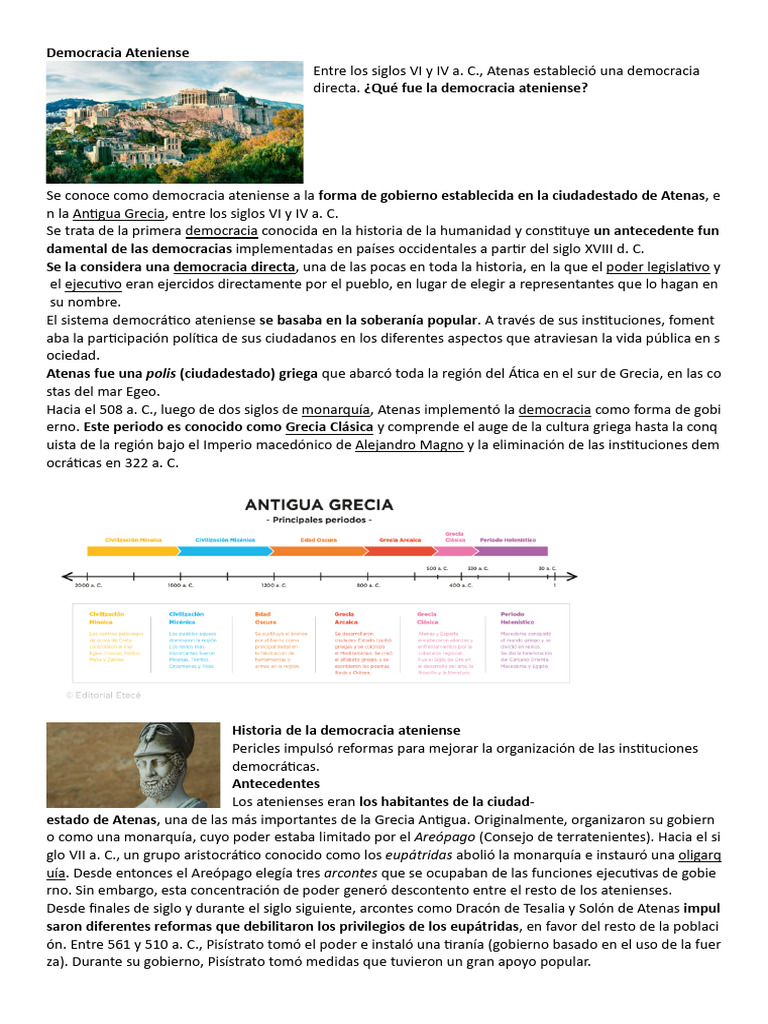 Historia de la Democracia Ateniense | PDF | Antigua Grecia | Democracia