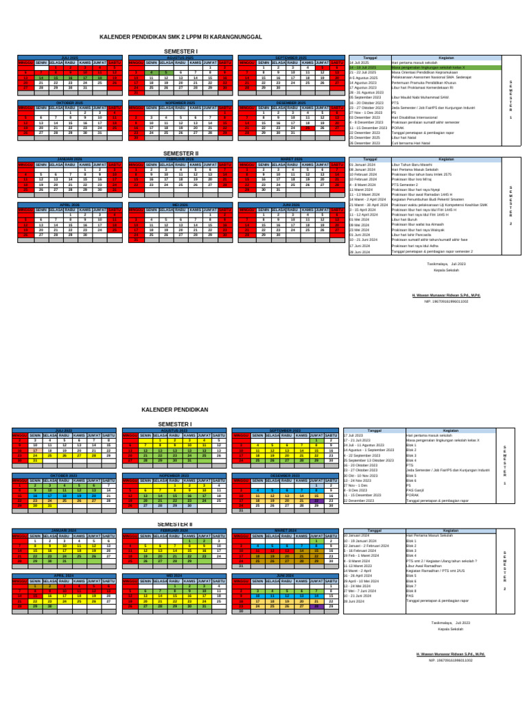 Kalender Pendidikan SMK 2 LPPM RI 2025 | PDF