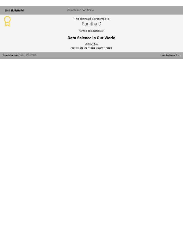 Data Science Completion Certificate | PDF