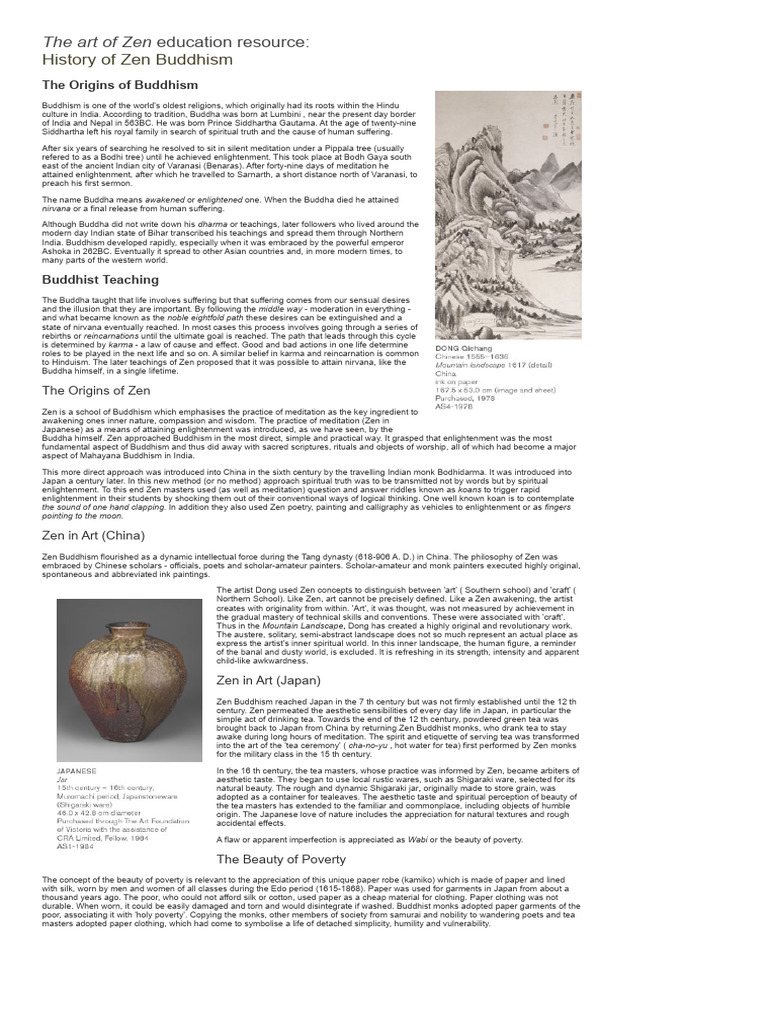 History of Zen Buddhism | PDF | Zen | Enlightenment In Buddhism
