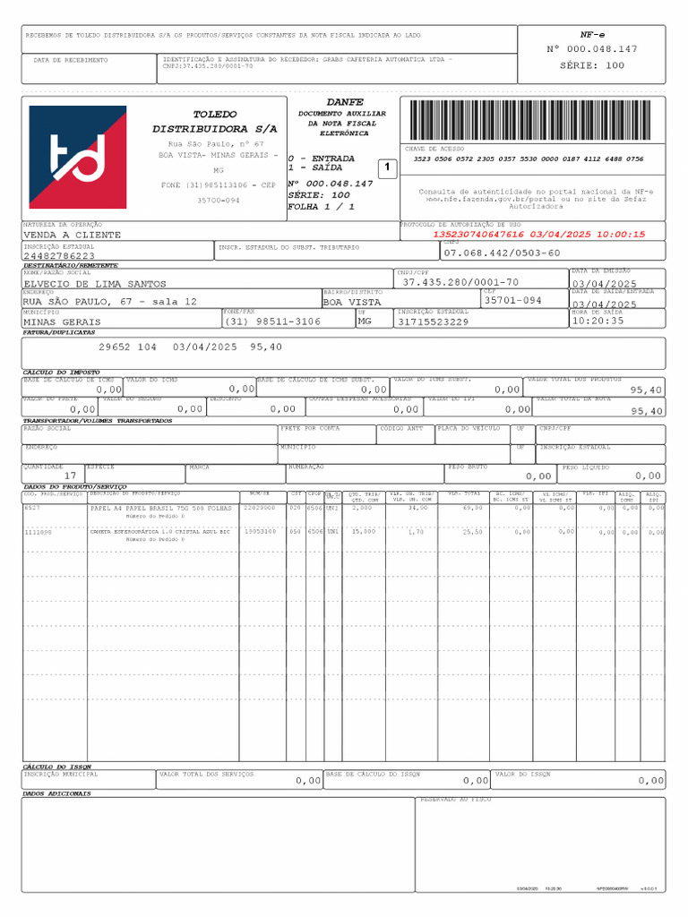 Nota Fiscal PDF | PDF