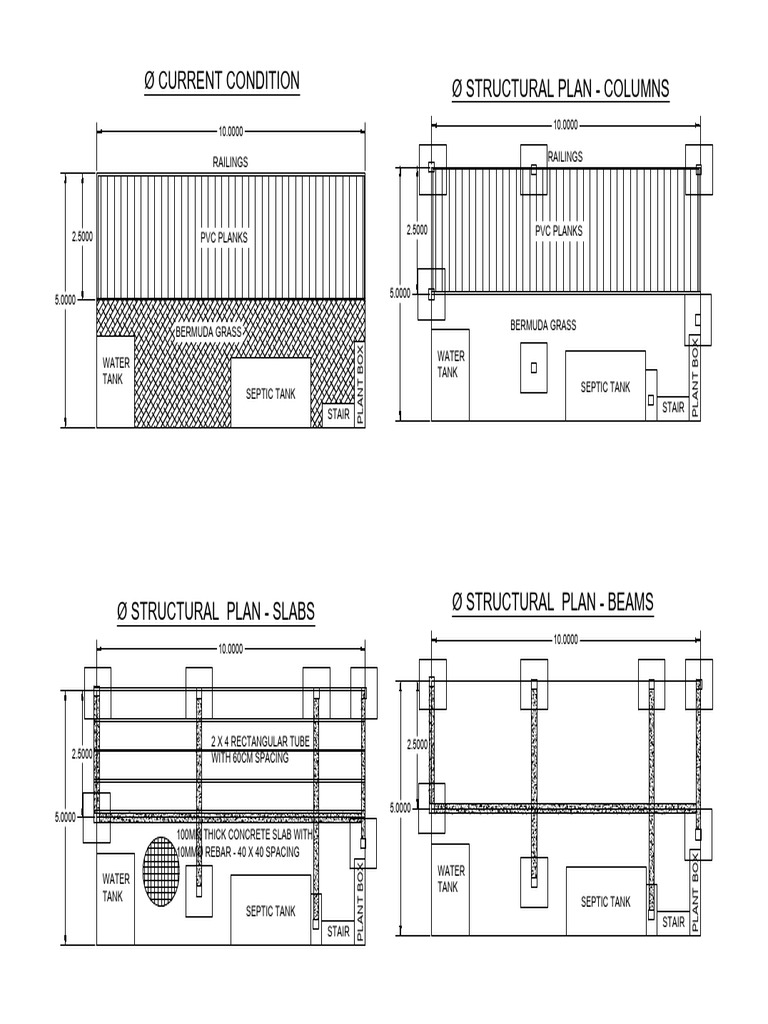 Structural Plan for Water Tank and More | PDF | Architectural Design ...