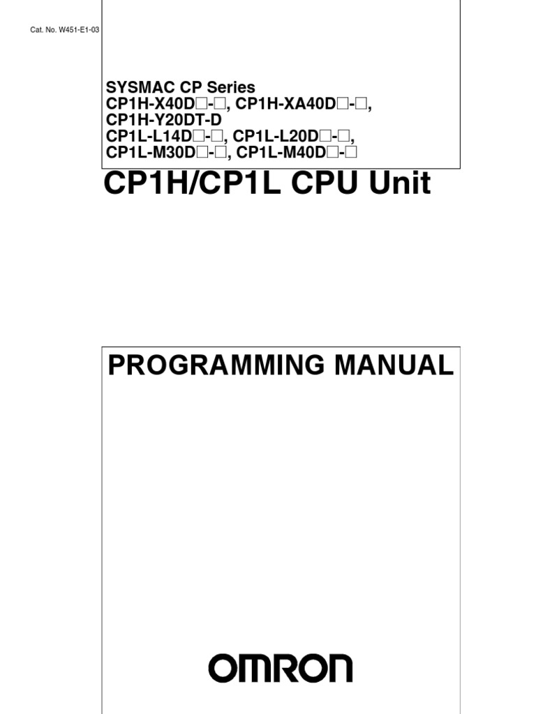 CP1H/CP1L CPU Unit: Programming Manual | PDF | Capacitor | Programmable ...