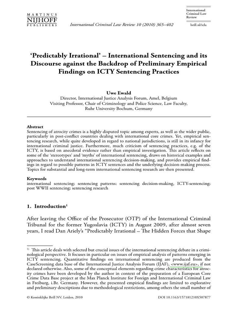 Ewald 2010 ICTY Sentencing Practices | PDF | Crimes | Crime & Violence