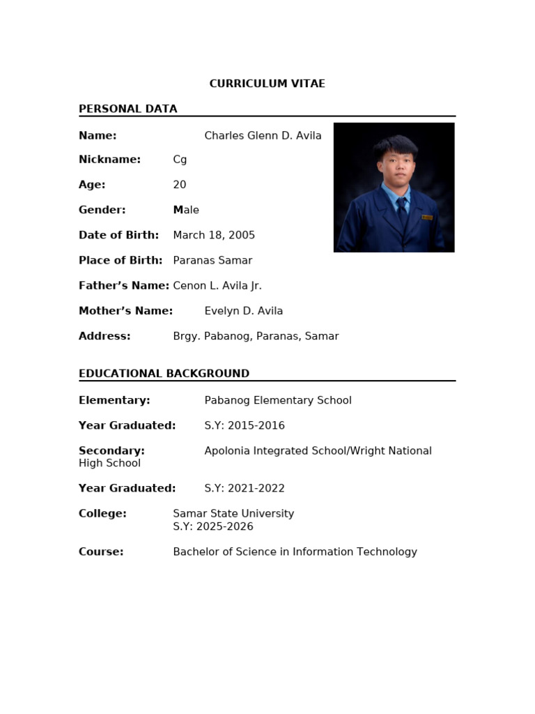 Curriculum Vitae of IT and Stats Students | PDF